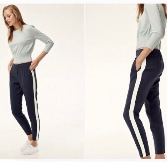 Babaton Conan Pants Size 4 Navy Gold Side Stripe EUC - Picture 6 of 6